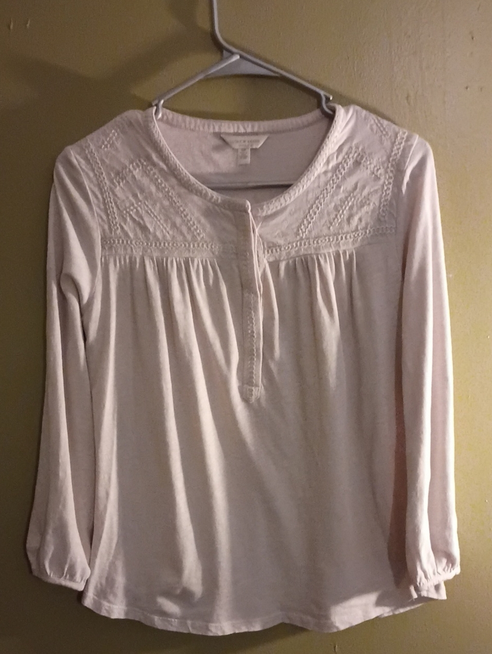 Lucky Brand Cream Embroidered Long-Sleeve Peasant Top